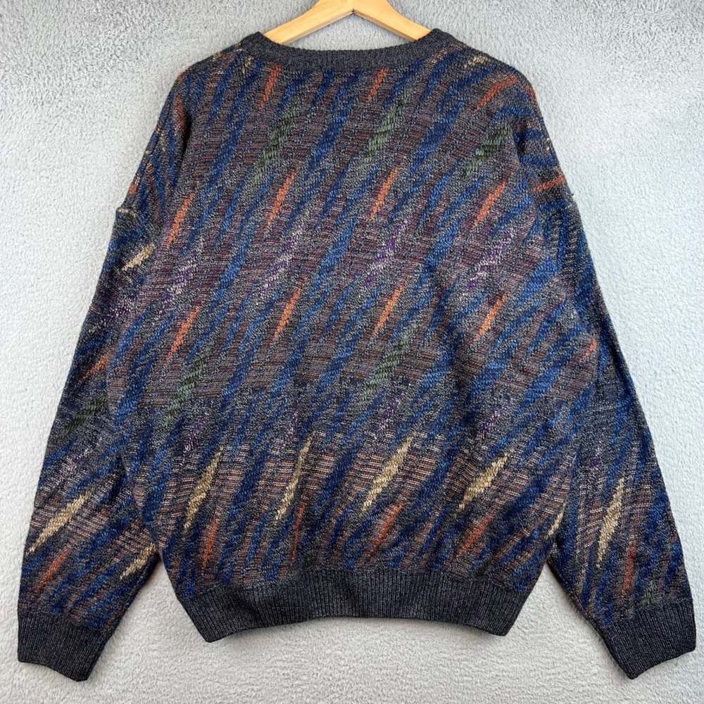Towncraft Mens XL Vintage Abstract Geometric Knit Sweater Multi-Color Crewneck - Picture 2 of 8